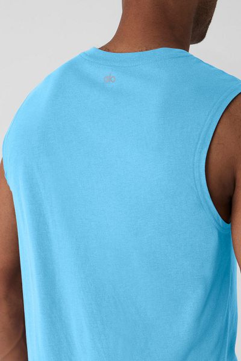 Camisetas Regata Alo Yoga The Triumph Muscle Masculino Azuis | 2140-VSTMU