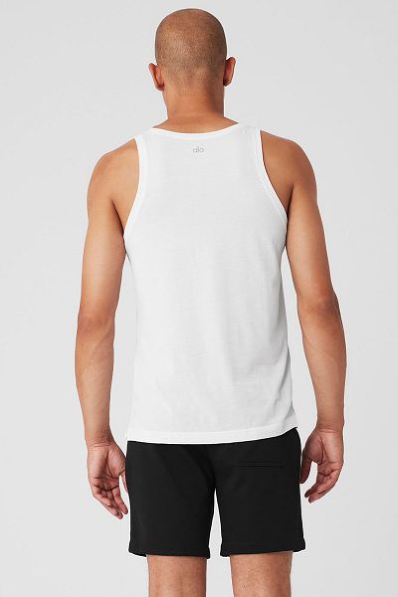 Camisetas Regata Alo Yoga Triumph Masculino Branco | 2418-FZVJW