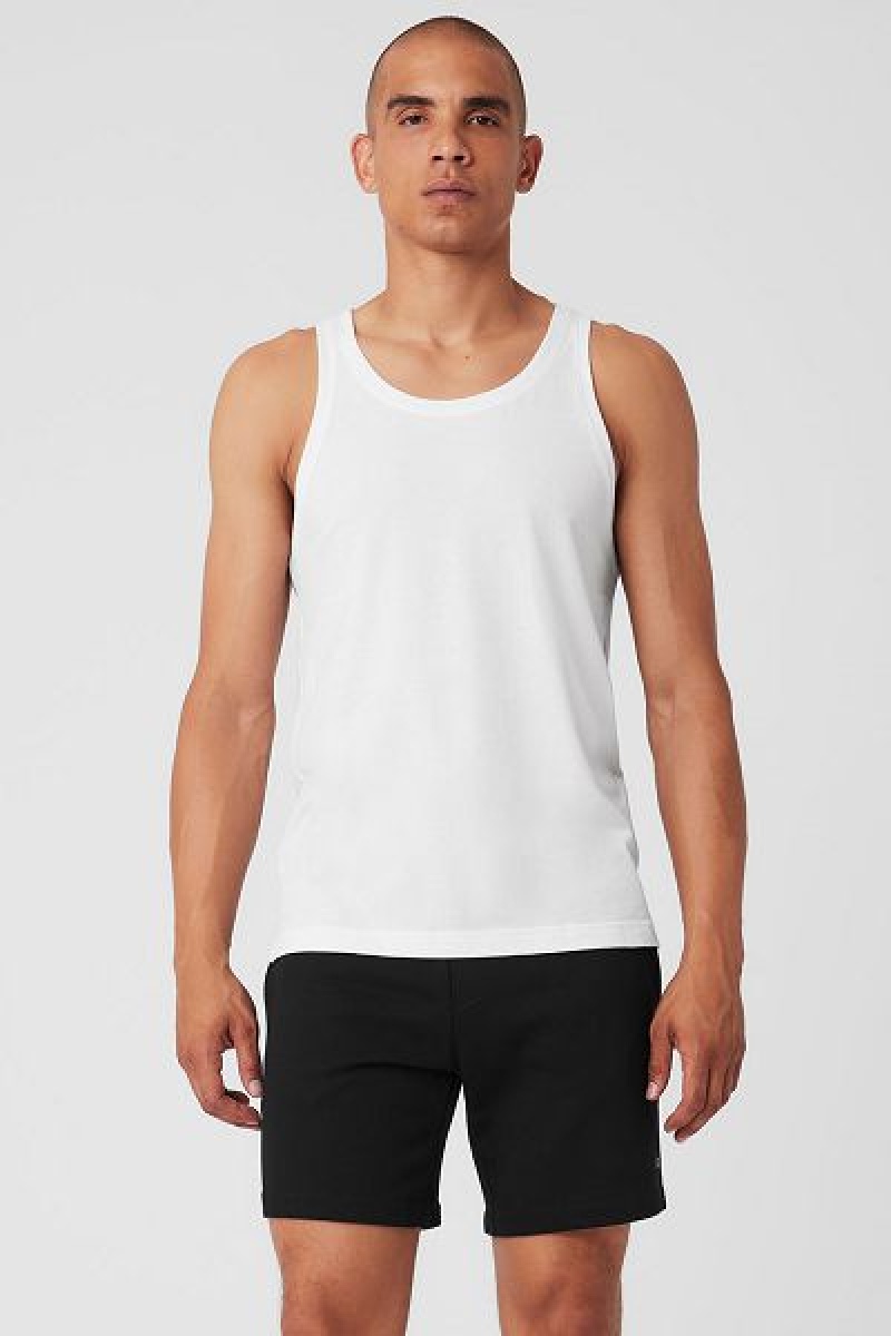 Camisetas Regata Alo Yoga Triumph Masculino Branco | 2418-FZVJW