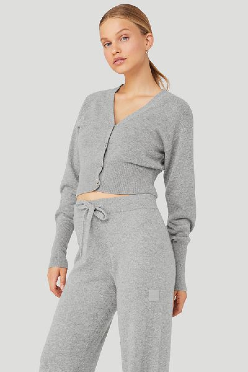 Cardigan Alo Yoga Cashmere Jet Set Feminino Cinzentas | 7059-DWANP