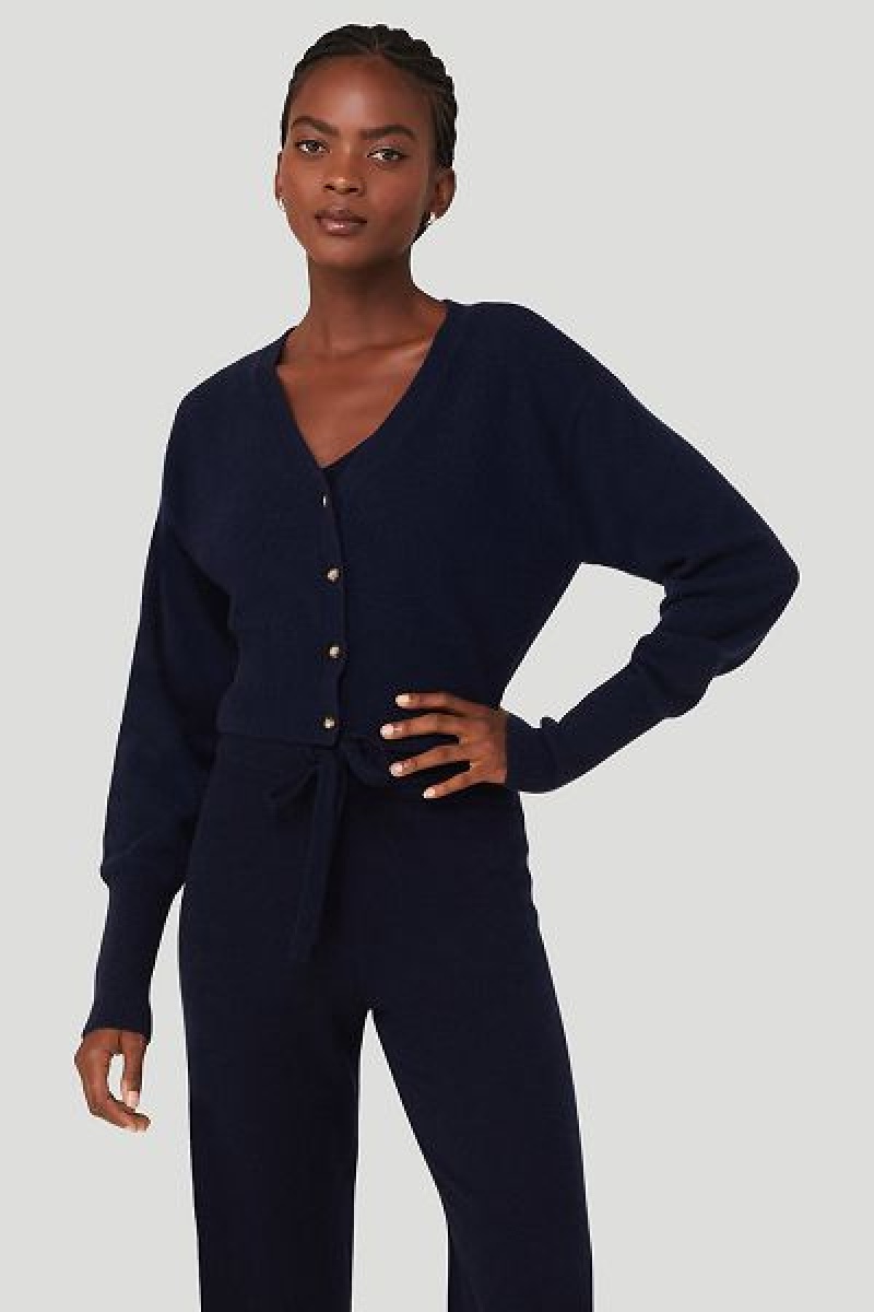 Cardigan Alo Yoga Cashmere Jet Set Feminino Azul Marinho | 6431-DOQIR