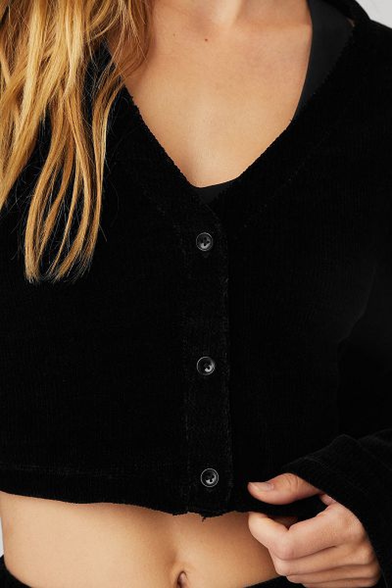 Cardigan Alo Yoga Chenille Chalet Feminino Pretas | 3169-NDFYR