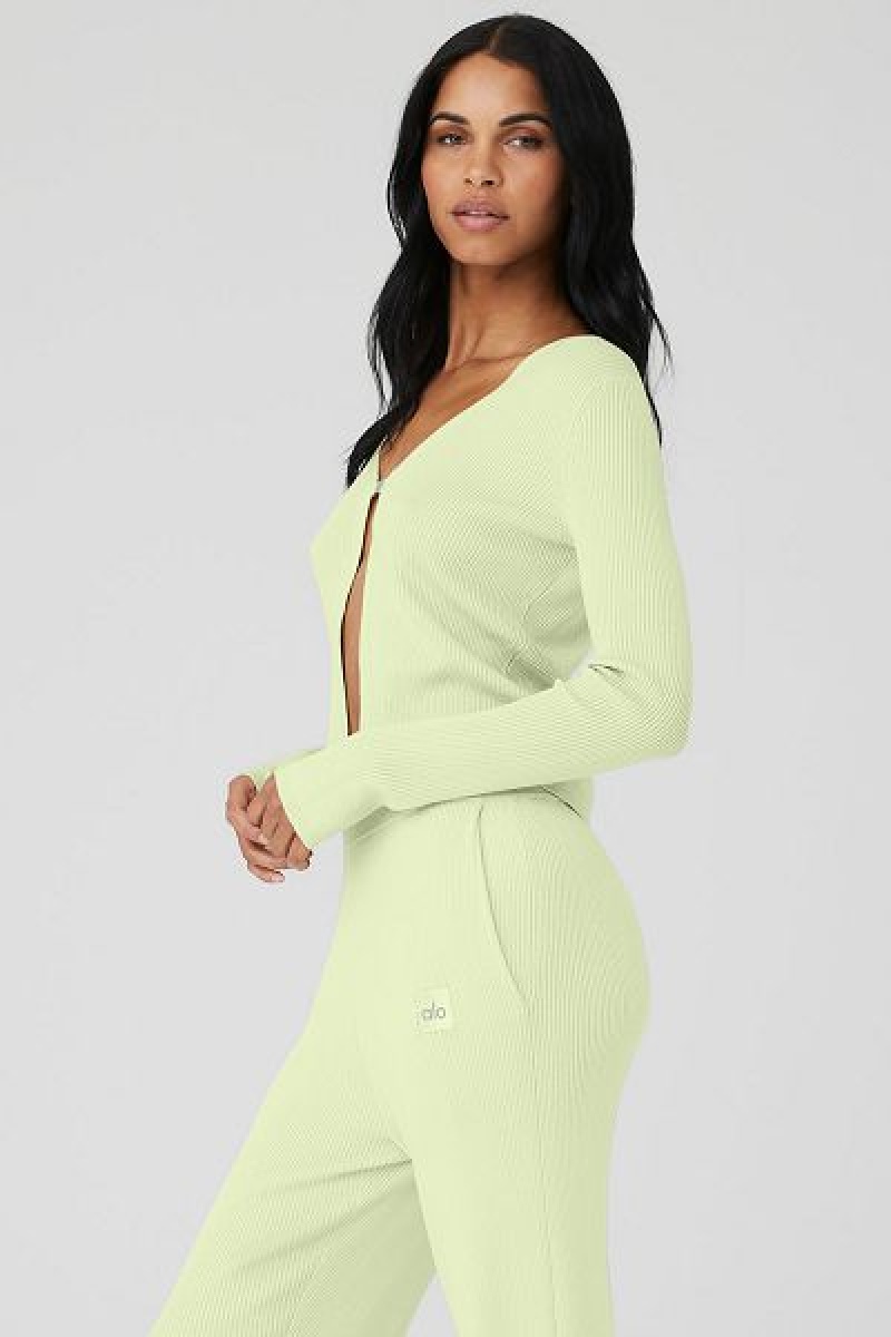 Cardigan Alo Yoga Knit Salana Feminino Verdes | 8623-MYSCO