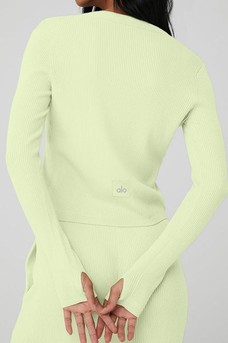 Cardigan Alo Yoga Knit Salana Feminino Verdes | 8623-MYSCO