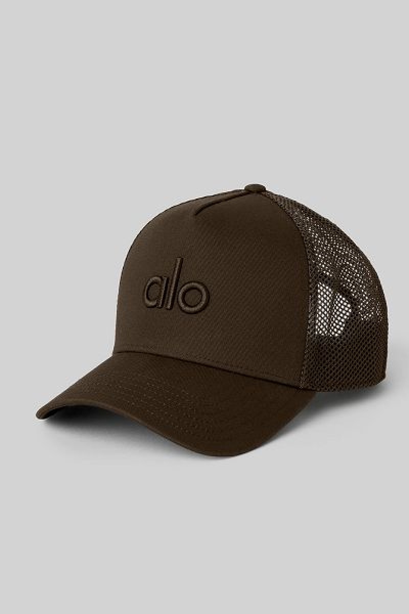 Chapeus Alo Yoga District Trucker Accessories Marrom | 3205-TIQNO