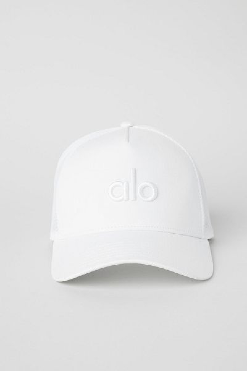 Chapeus Alo Yoga District Trucker Accessories Branco | 8529-JTMLZ