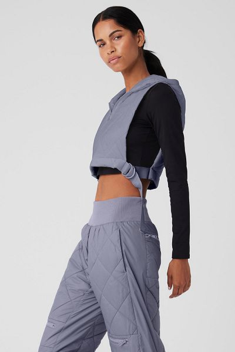 Colete Puffer Alo Yoga Cropped Snowrider Sem Manga Feminino Azuis | 9760-CMGXY