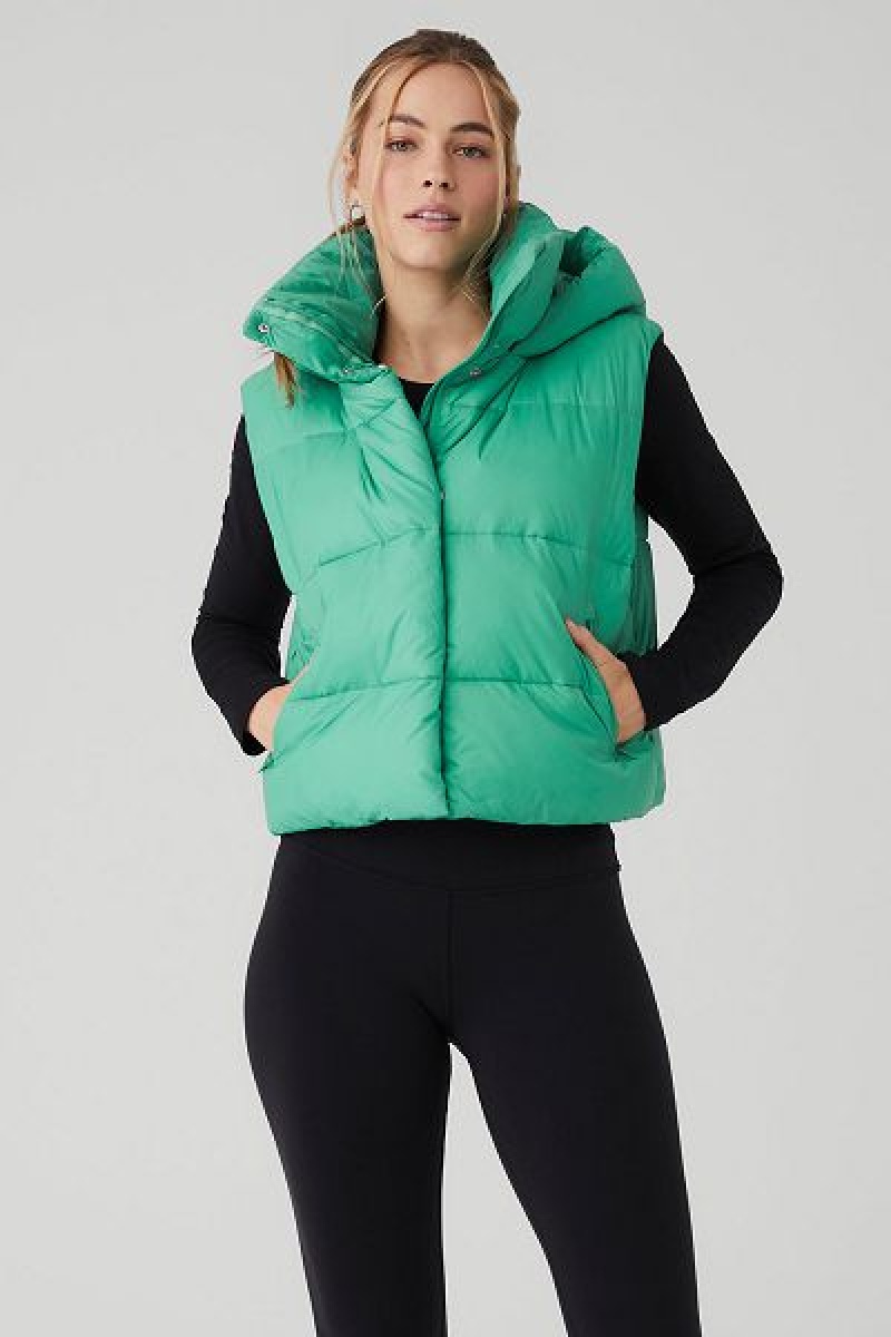 Colete Puffer Alo Yoga Gold Rush Feminino Verdes | 1850-FSWLT