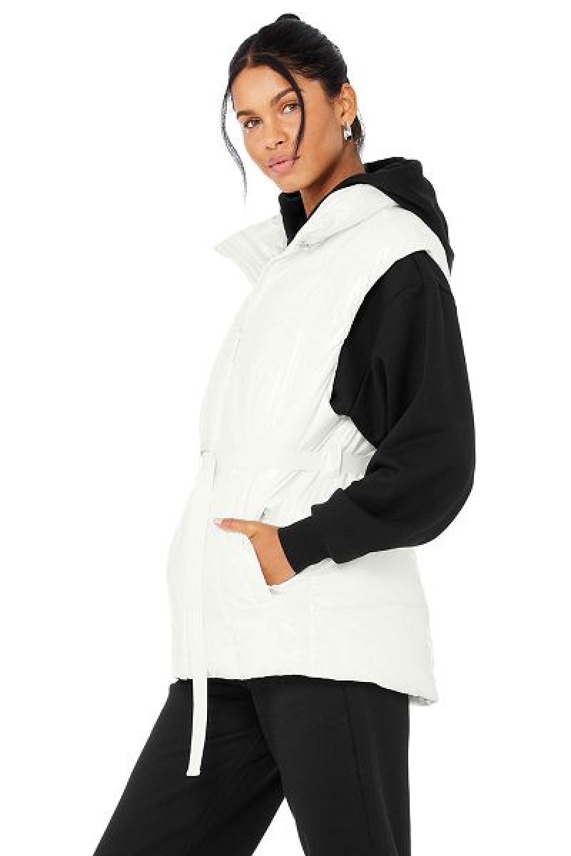 Colete Puffer Alo Yoga Stunner Feminino Branco | 1320-HOLBC