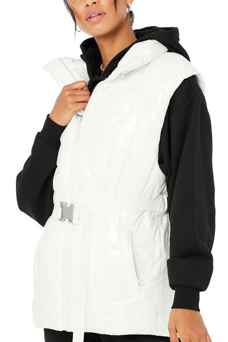 Colete Puffer Alo Yoga Stunner Feminino Branco | 1320-HOLBC