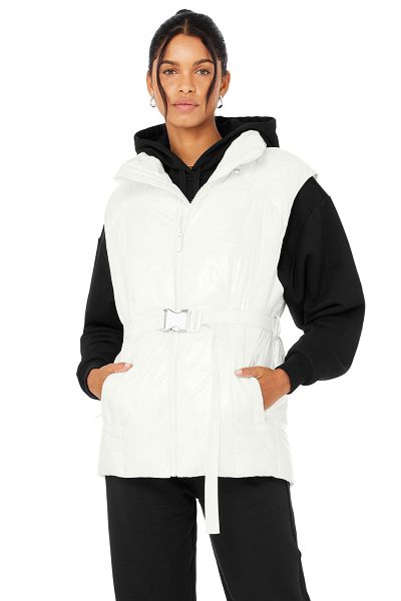 Colete Puffer Alo Yoga Stunner Feminino Branco | 1320-HOLBC