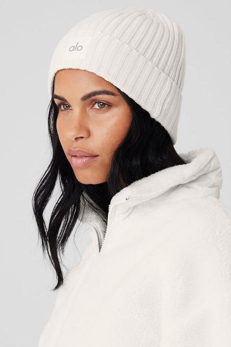 Gorro Alo Yoga Cashmere Blend Rib Accessories Branco | 4279-HTKNY