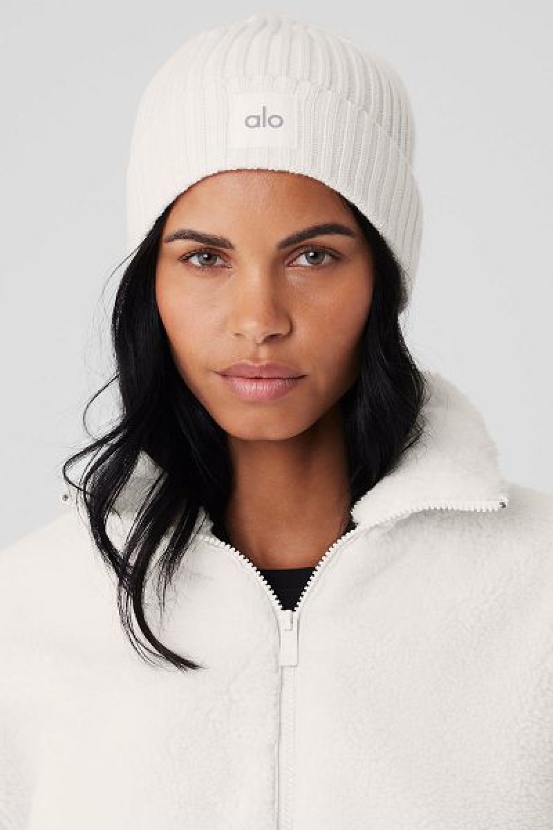 Gorro Alo Yoga Cashmere Blend Rib Accessories Branco | 4279-HTKNY