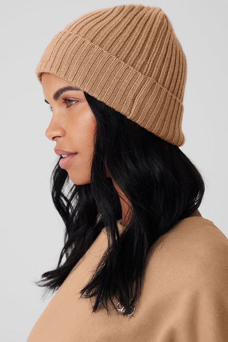 Gorro Alo Yoga Cashmere Blend Rib Accessories Caqui | 3846-NEXPJ