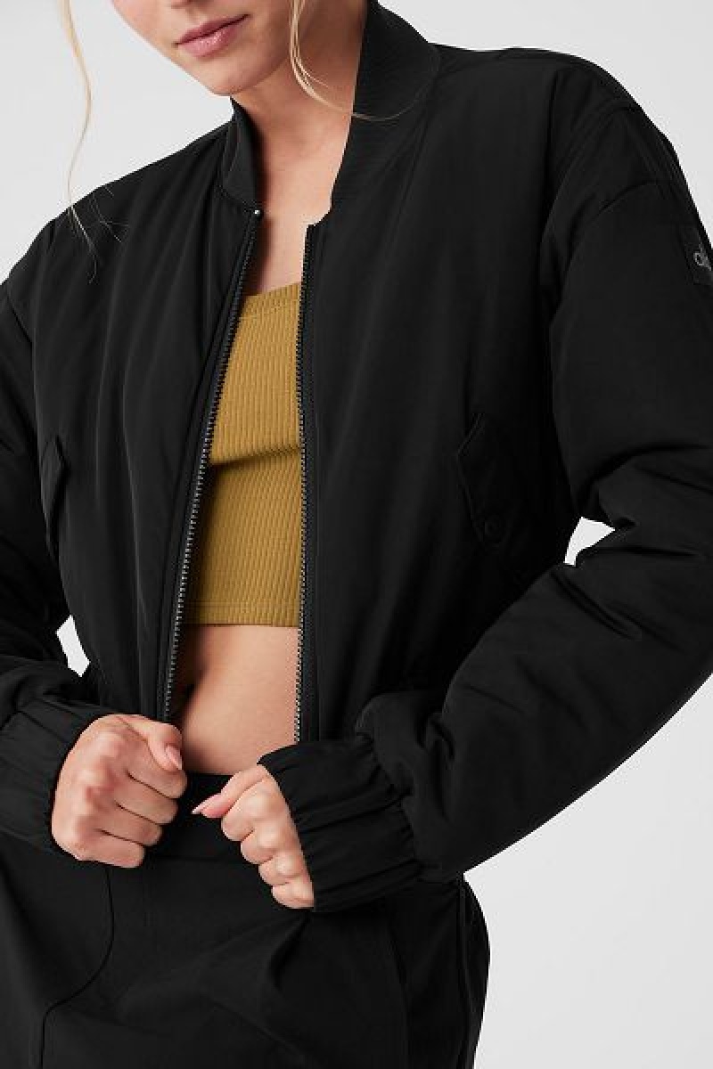 Jaqueta Bomber Alo Yoga Cropped Break Line Feminino Pretas | 6425-FRXOH