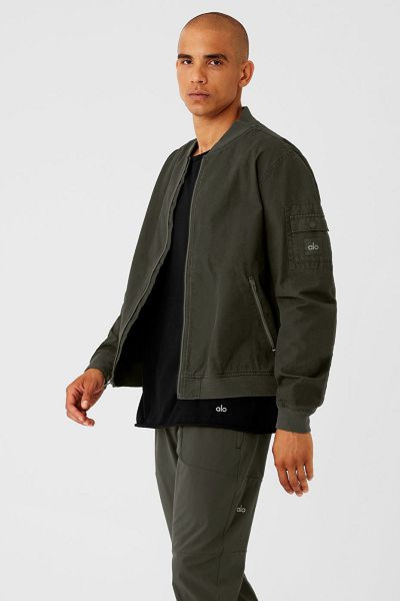 Jaqueta Bomber Alo Yoga Division Ripstop Masculino Verdes | 3619-UVSJD