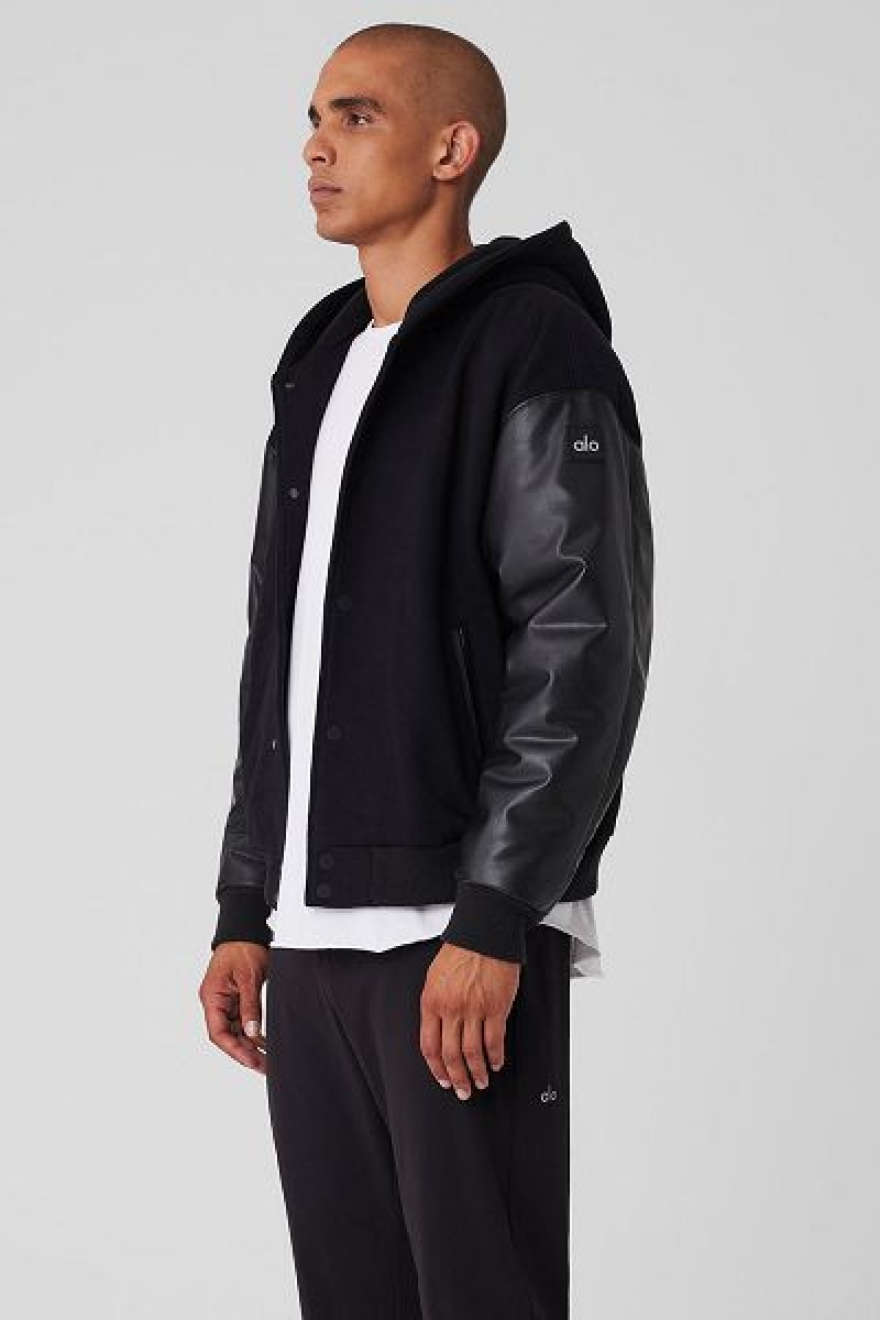 Jaqueta Bomber Alo Yoga Select Encapuzado Masculino Pretas | 0249-QVLJE