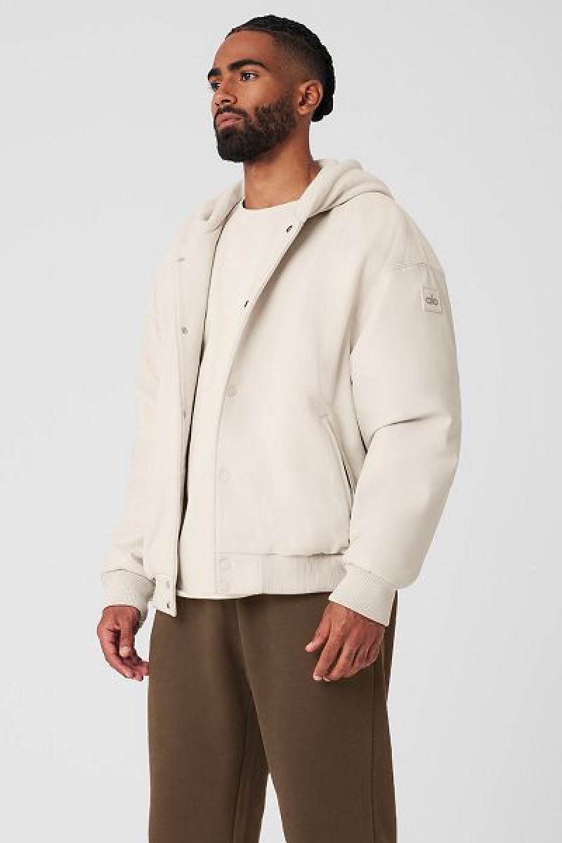 Jaqueta Bomber Alo Yoga Select Encapuzado Masculino Bege | 6312-YQSTN