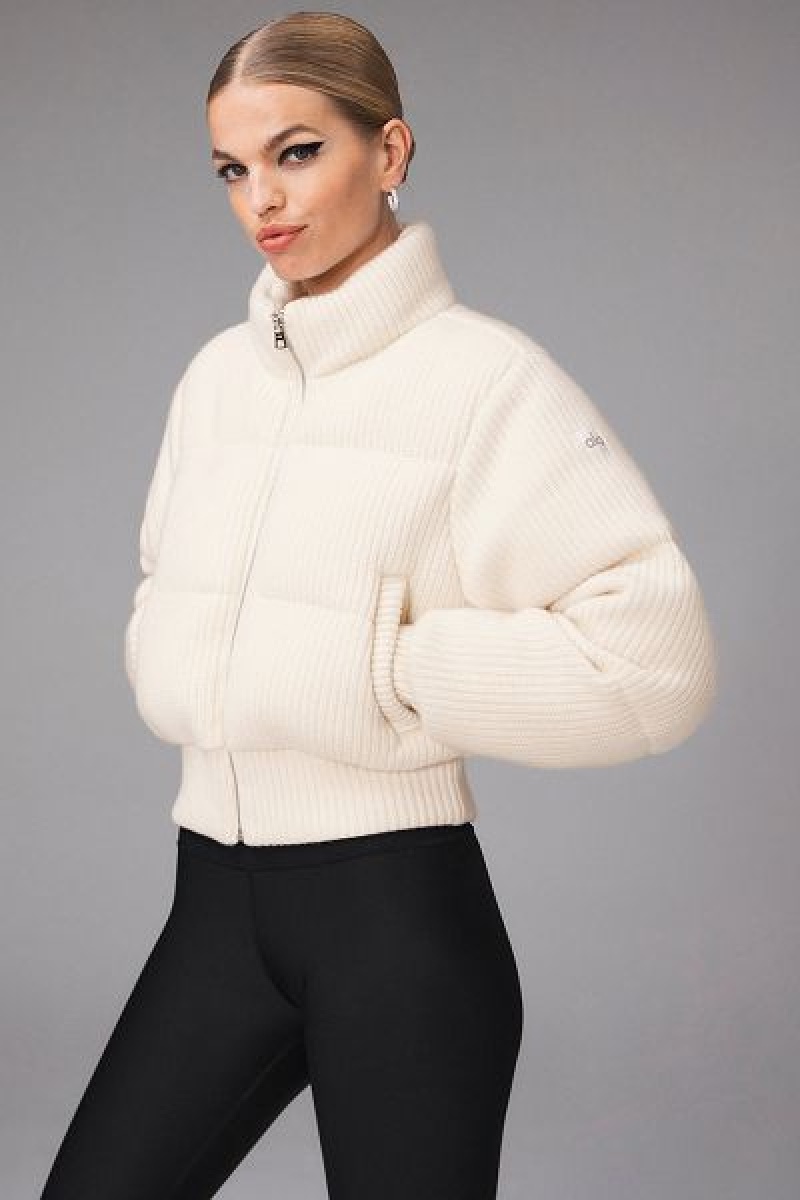 Jaqueta Puffer Alo Yoga Cashmere Ma Cherie Feminino Branco | 7908-FJDKU