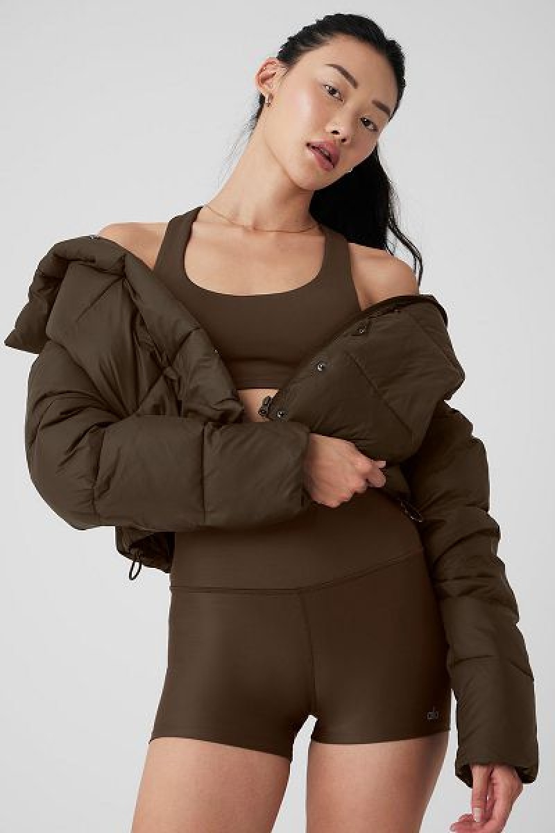 Jaqueta Puffer Alo Yoga Gold Rush Feminino Marrom | 0391-KJDGH