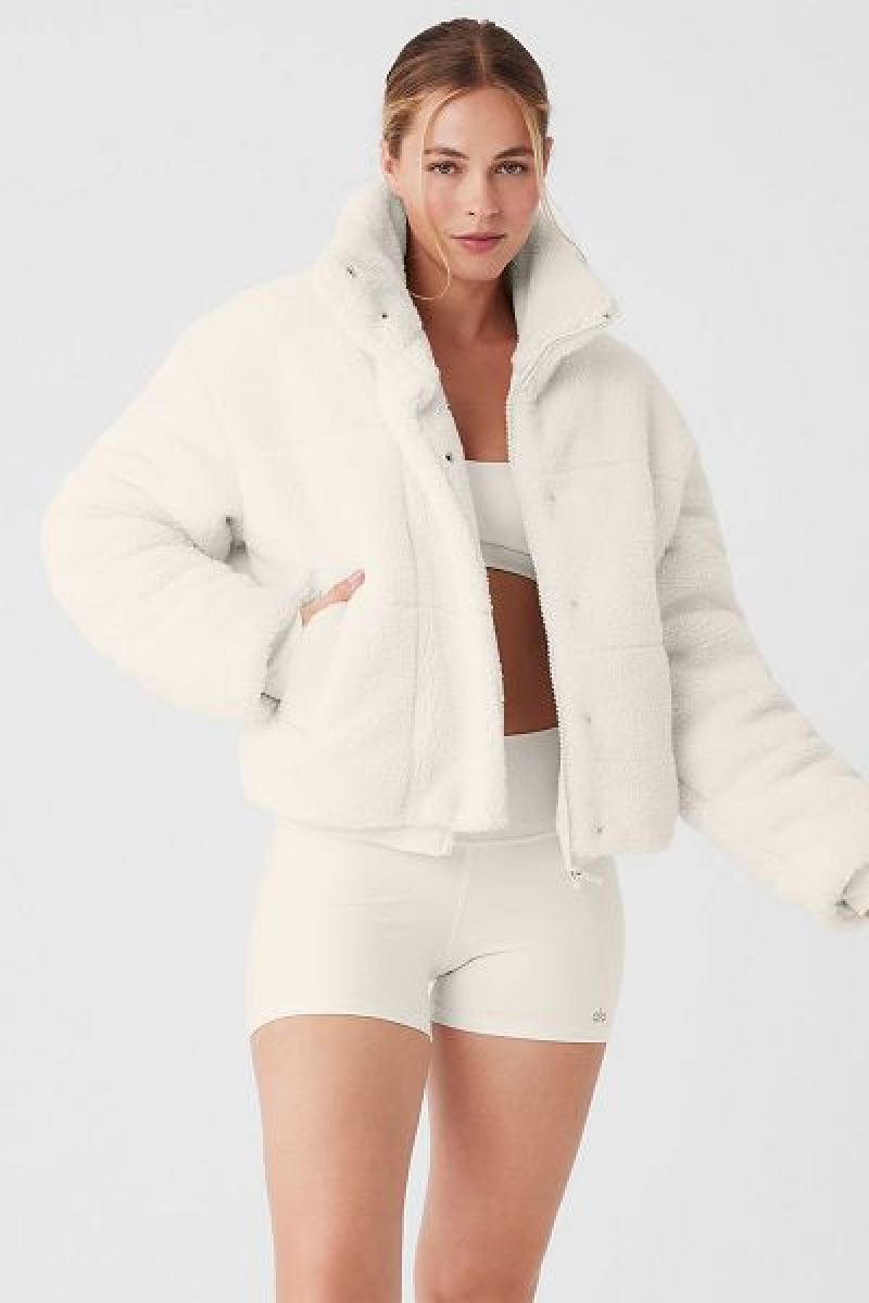 Jaqueta Puffer Alo Yoga Sherpa Snow Angel Feminino Branco | 4028-PISVQ