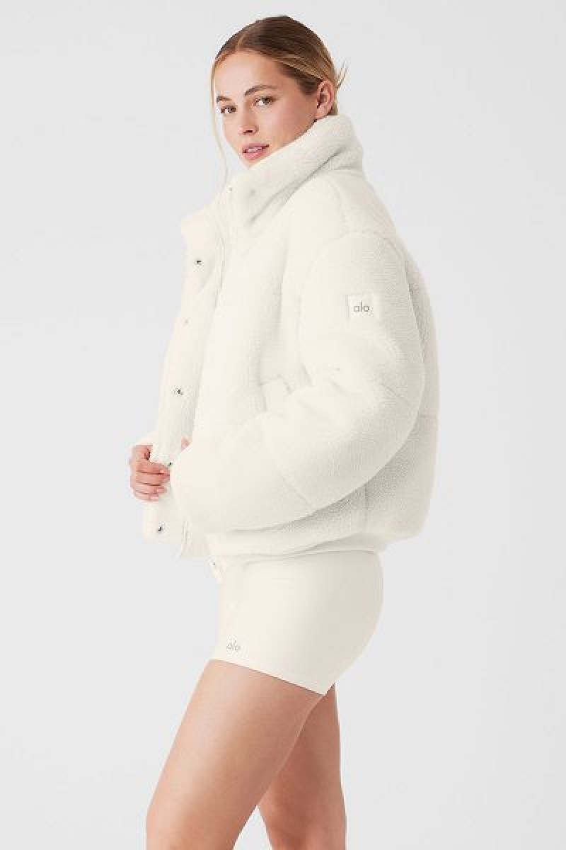 Jaqueta Puffer Alo Yoga Sherpa Snow Angel Feminino Branco | 4028-PISVQ