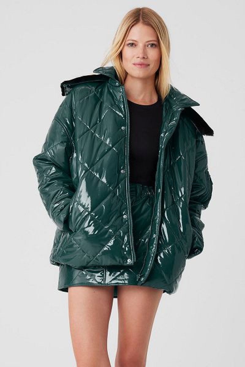 Jaqueta Puffer Alo Yoga Snomoto Feminino Verdes | 9215-WKMRO