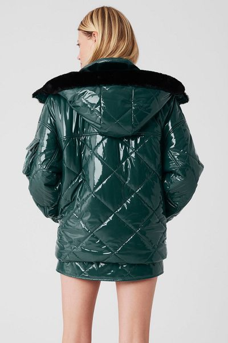 Jaqueta Puffer Alo Yoga Snomoto Feminino Verdes | 9215-WKMRO