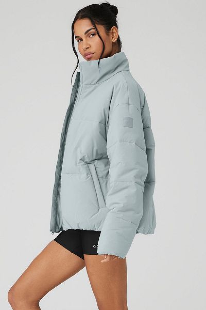 Jaqueta Puffer Alo Yoga Stretch Woven Street Feminino Cinzentas | 2736-ULKOB