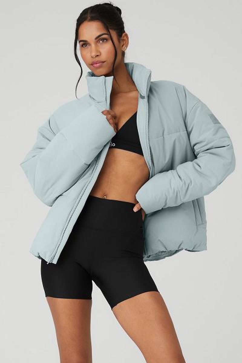 Jaqueta Puffer Alo Yoga Stretch Woven Street Feminino Cinzentas | 2736-ULKOB