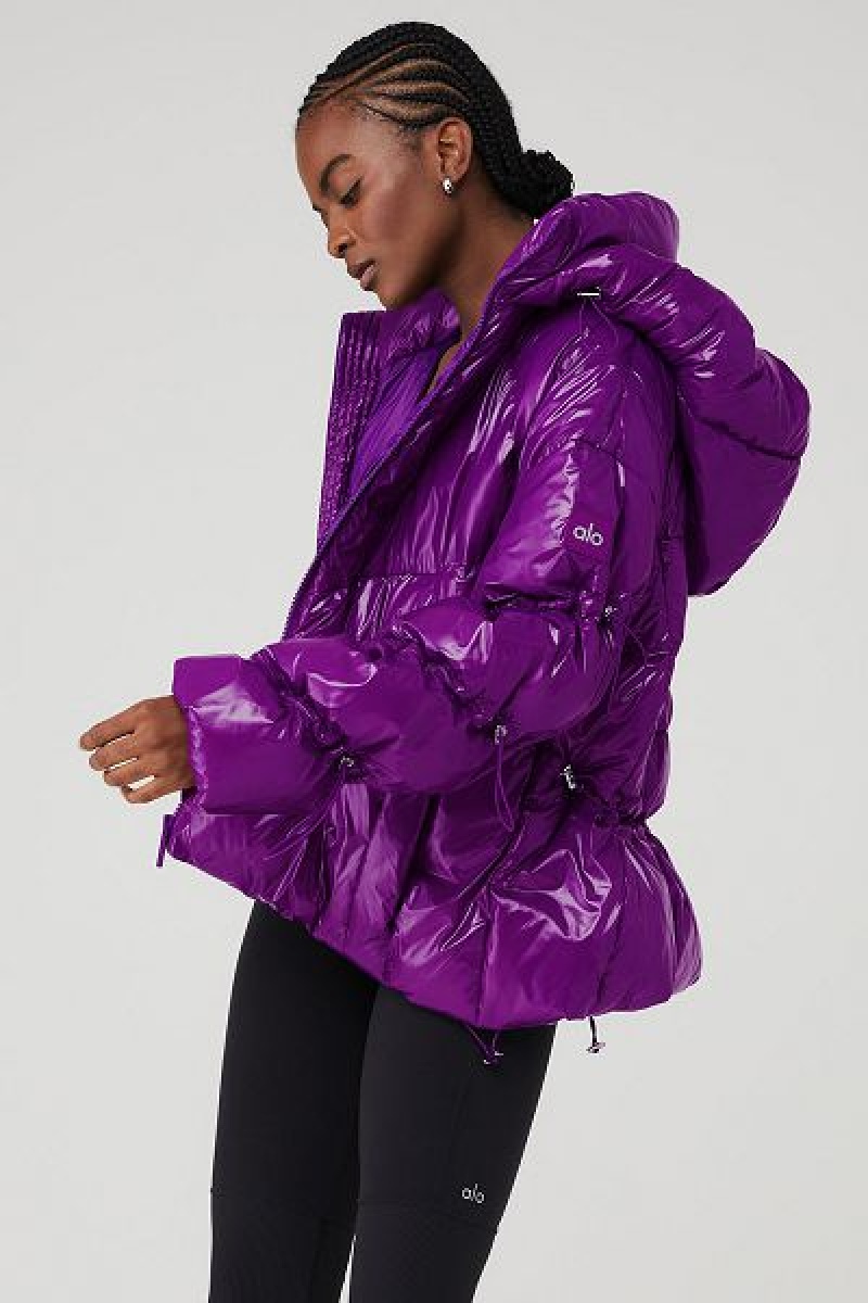 Jaqueta Puffer Alo Yoga Stunner Feminino Luz Roxo | 1467-VMGIF