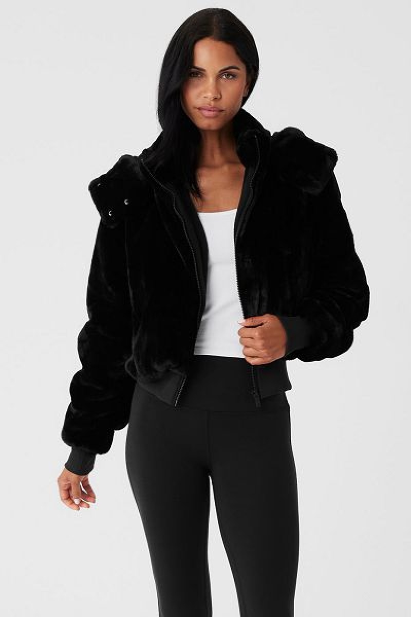 Jaquetas Alo Yoga Faux Fur Foxy Feminino Pretas | 3105-XBRLF