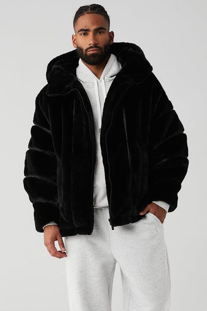 Jaquetas Alo Yoga Knock Out Faux Fur Masculino Pretas | 7946-DWHIL