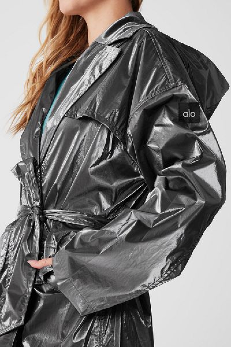 Jaquetas Alo Yoga Metallic Break Line Trench Feminino Prateadas Metal | 6819-GWXLM