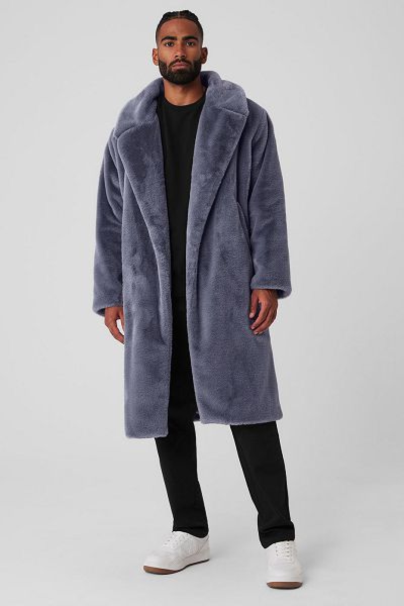 Jaquetas Alo Yoga Oversized Faux Fur Trench Masculino Azuis | 4837-VQBRT