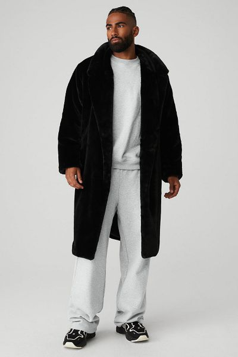 Jaquetas Alo Yoga Oversized Faux Fur Trench Masculino Pretas | 2658-SXFVJ