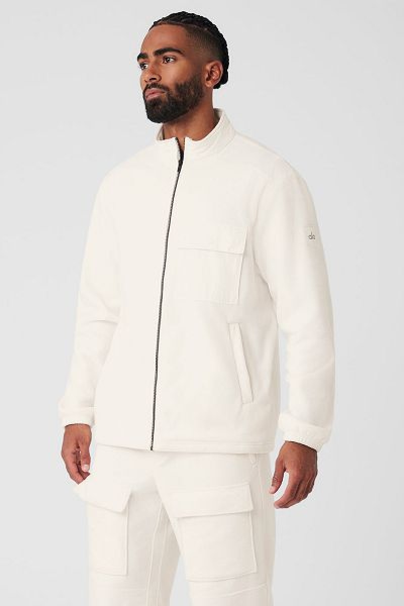 Jaquetas Alo Yoga Polar Fleece Ridge Full Zip Masculino Branco | 3095-BPCXZ