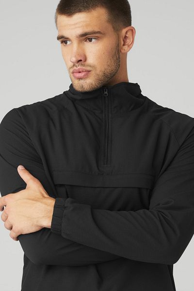 Jaquetas Alo Yoga Ripstop 1/4 Zip On-Set Masculino Pretas | 1479-DUSCL