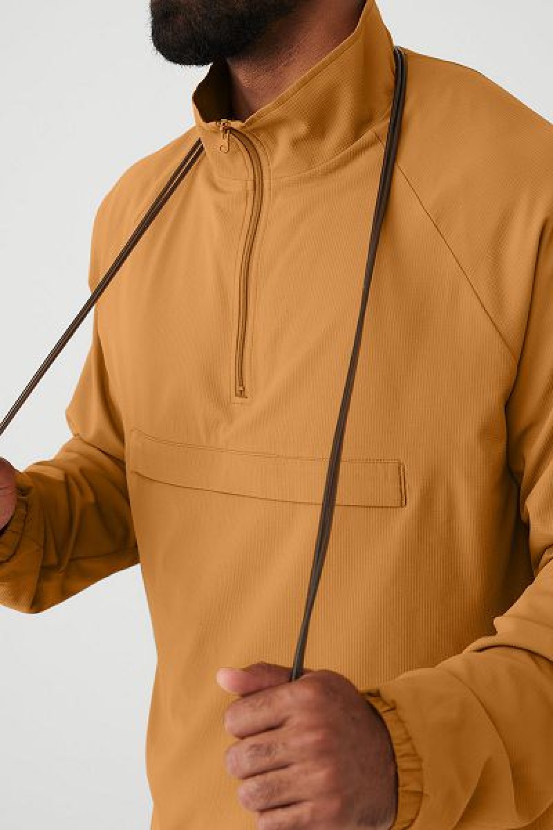 Jaquetas Alo Yoga Ripstop 1/4 Zip On-Set Masculino Amarelas | 3170-DJKIA