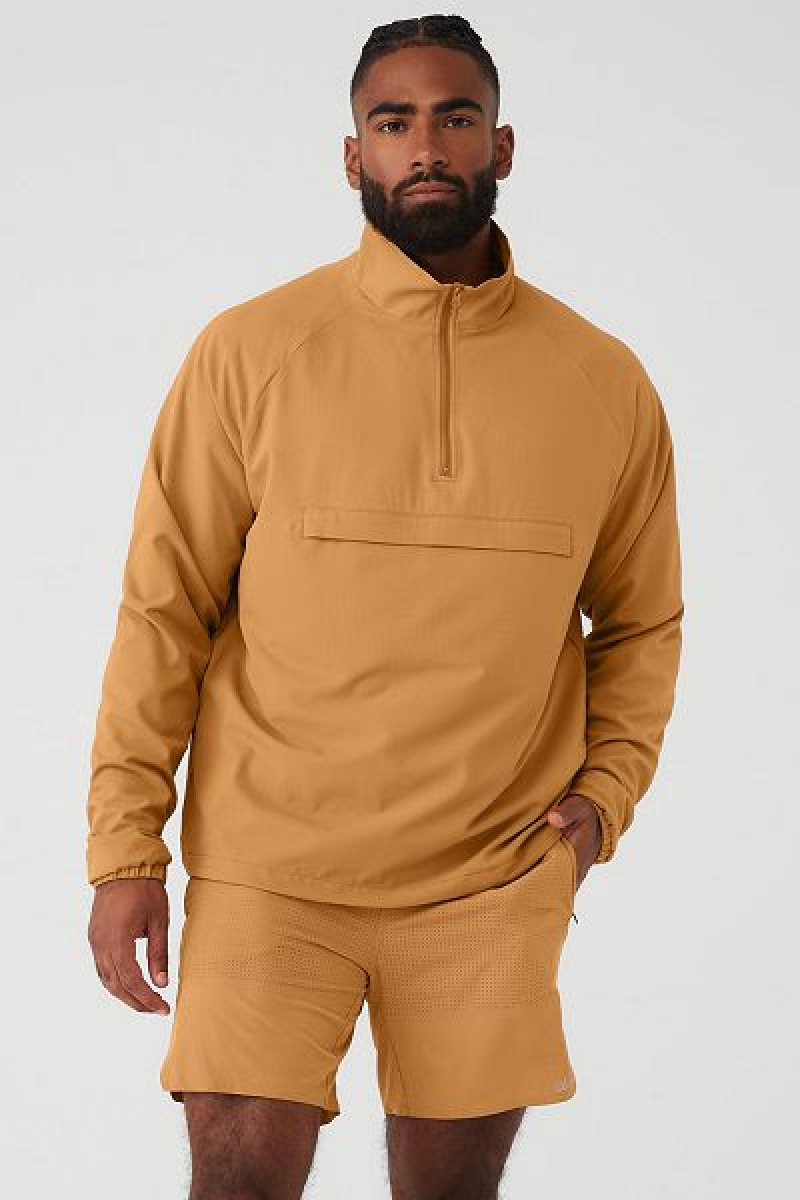 Jaquetas Alo Yoga Ripstop 1/4 Zip On-Set Masculino Amarelas | 3170-DJKIA