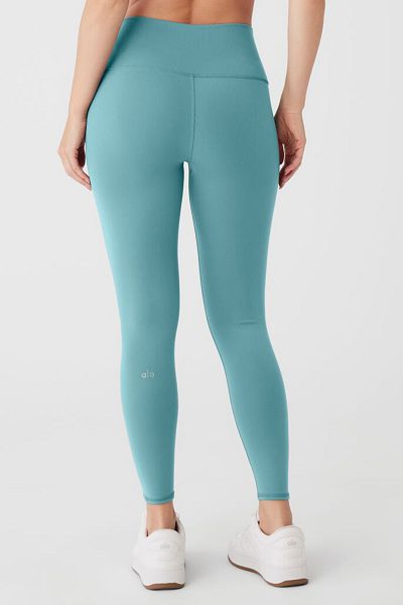 Leggings Alo Yoga 7/8 High-Cintura Airbrush Feminino Turquesa | 1728-MOJDB