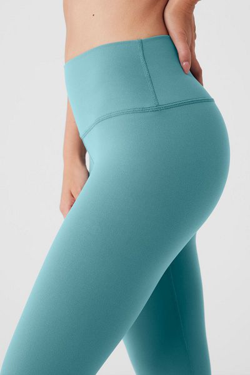 Leggings Alo Yoga 7/8 High-Cintura Airbrush Feminino Turquesa | 1728-MOJDB