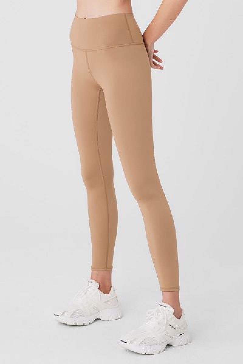 Leggings Alo Yoga 7/8 High-Cintura Airlift Feminino Caqui | 1807-UFJMG