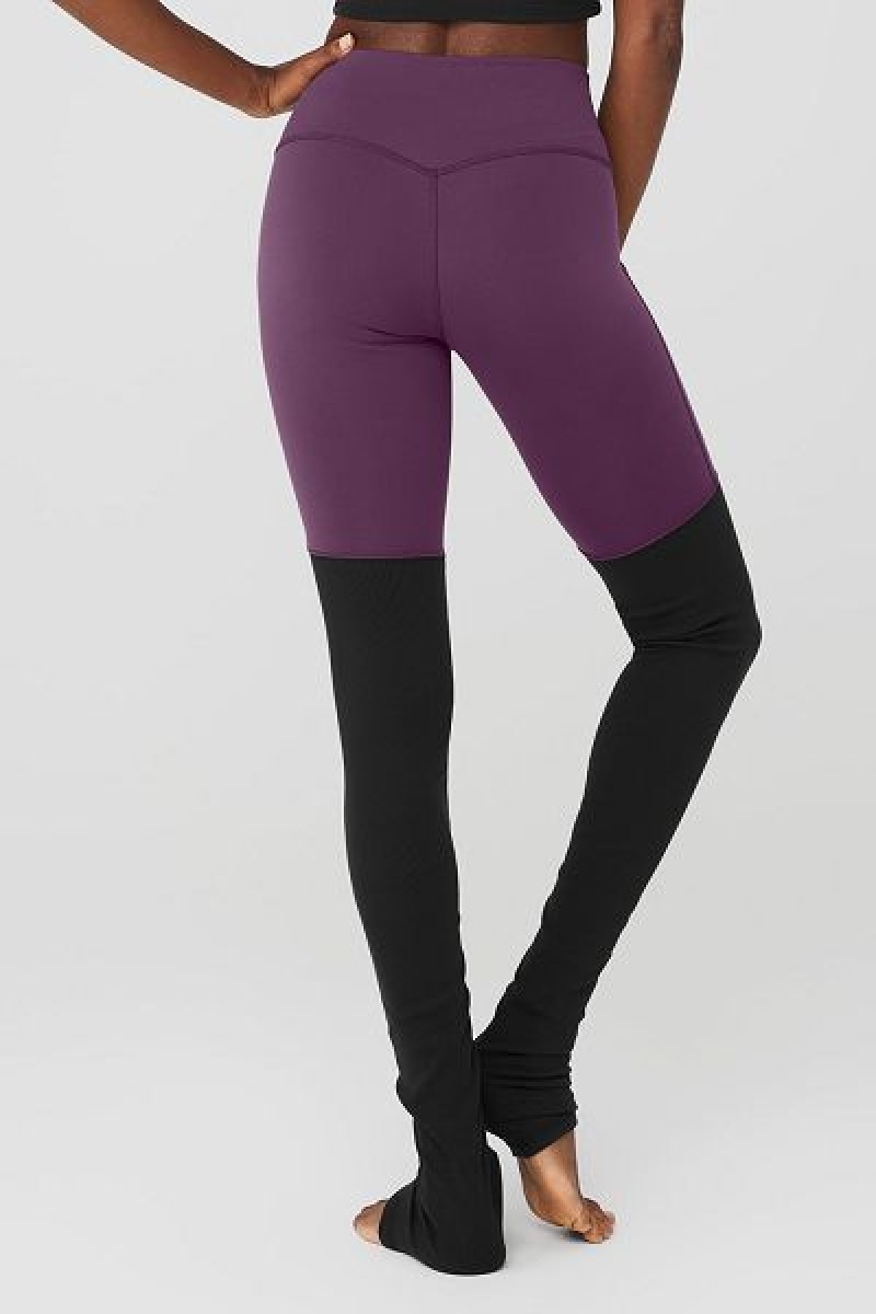 Leggings Alo Yoga Airbrush High-Cintura Highlight Goddess Feminino Roxo Escuro Pretas | 8641-JITKN