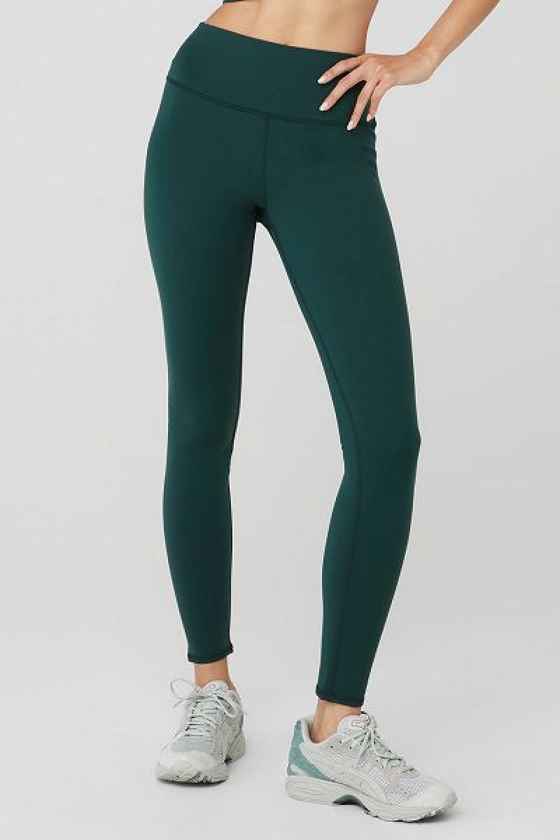 Leggings Alo Yoga Airbrush Inverno Warm High-Cintura Nocturne Feminino Verdes | 7486-PIHFC