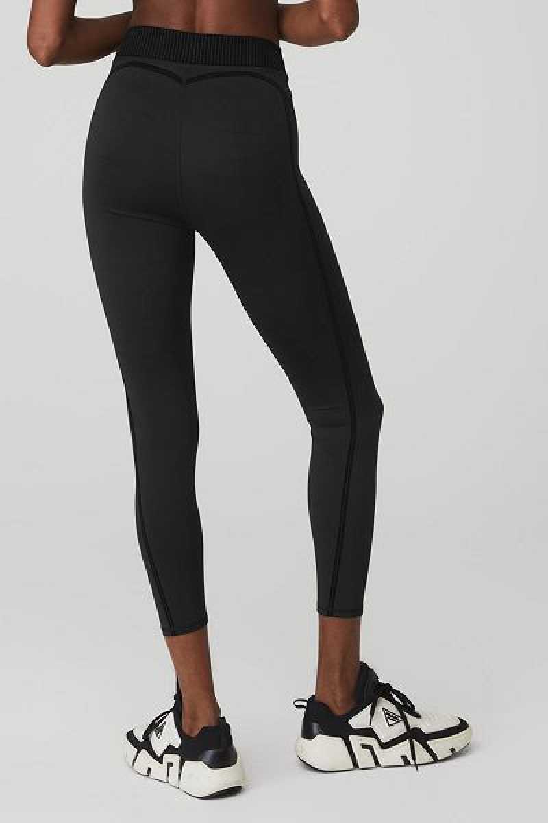 Leggings Alo Yoga Airlift High-Cintura 7/8 Line Up Feminino Pretas | 4089-BTOIS