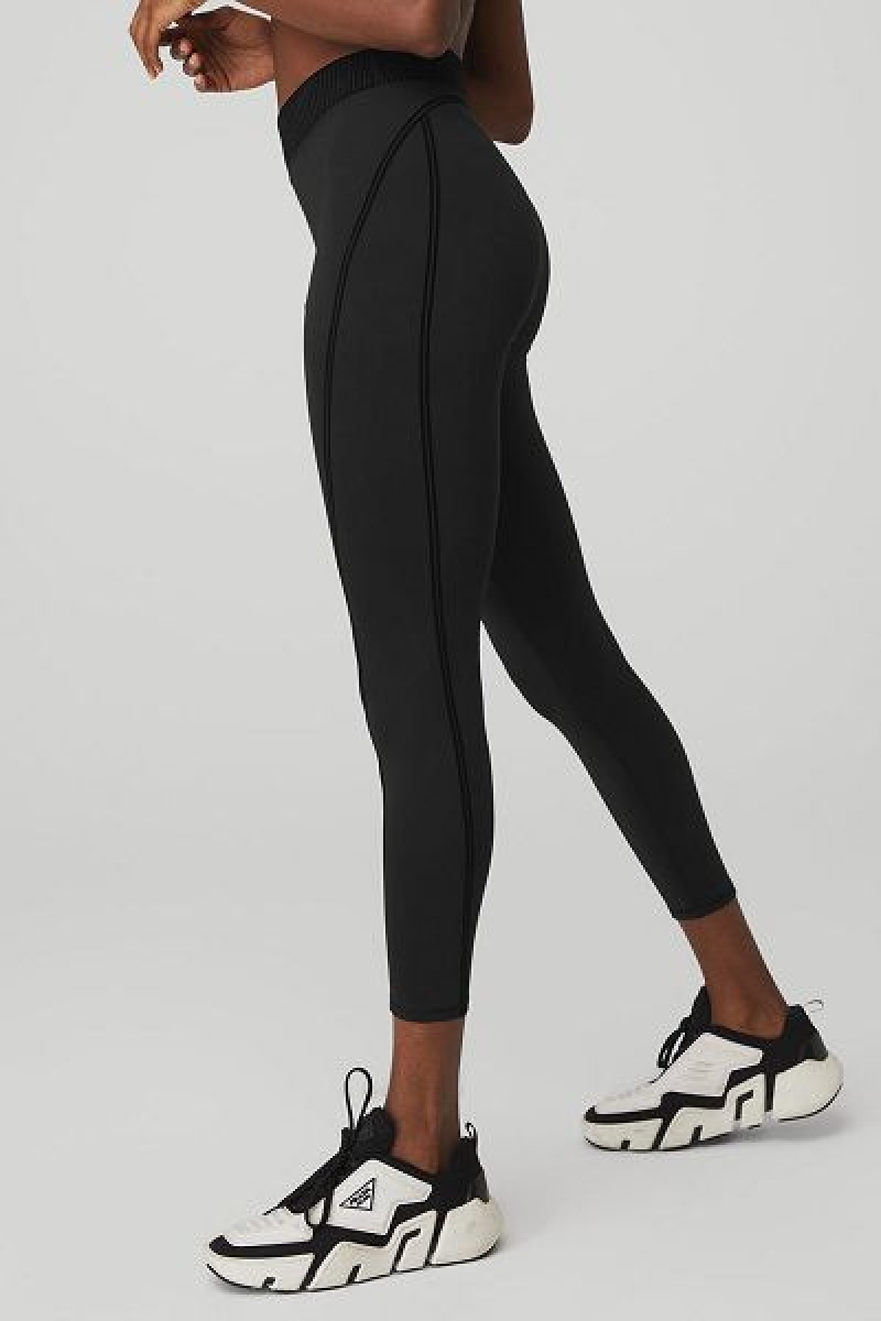 Leggings Alo Yoga Airlift High-Cintura 7/8 Line Up Feminino Pretas | 4089-BTOIS