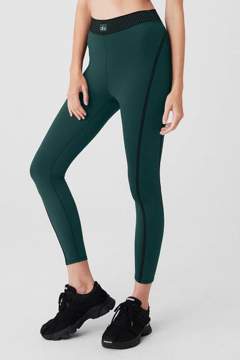 Leggings Alo Yoga Airlift High-Cintura 7/8 Line Up Feminino Verdes | 5428-KPHSF