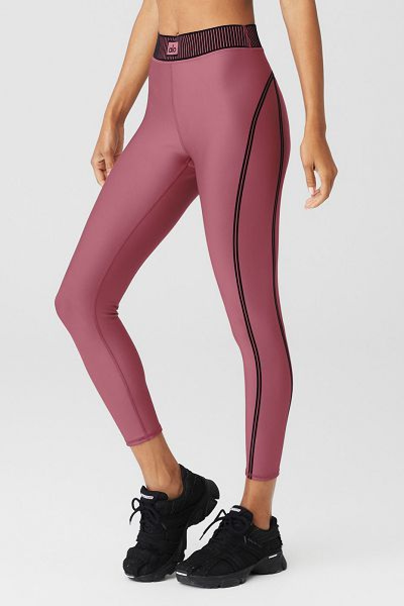 Leggings Alo Yoga Airlift High-Cintura 7/8 Line Up Feminino Bordeaux | 5864-LKBVQ