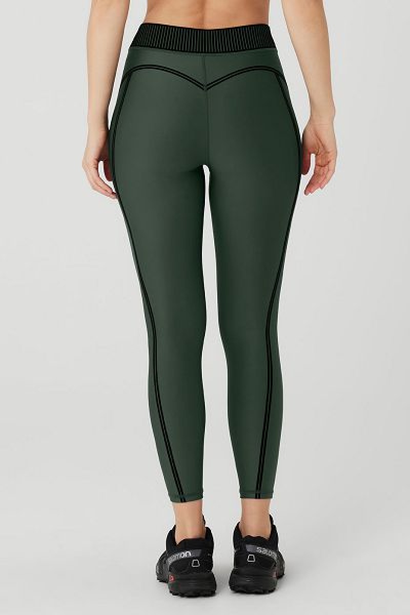 Leggings Alo Yoga Airlift High-Cintura 7/8 Line Up Feminino Verdes Escuro | 5692-LBCHD